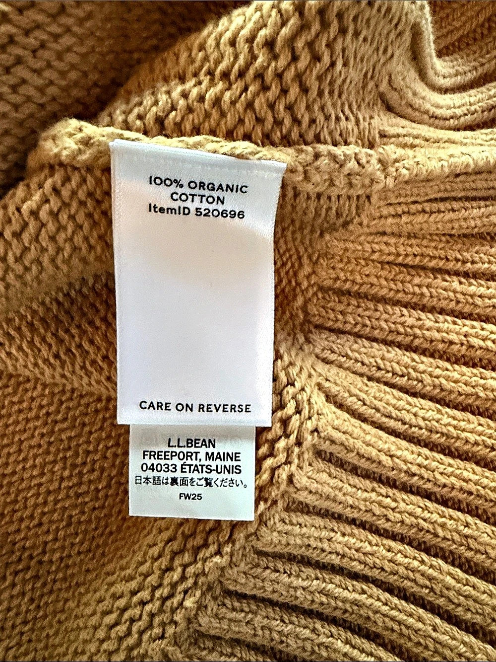 LL Bean Signature 1912 Boots Sweater Organic Cotton Sweater Size Large - Picture 5 of 5